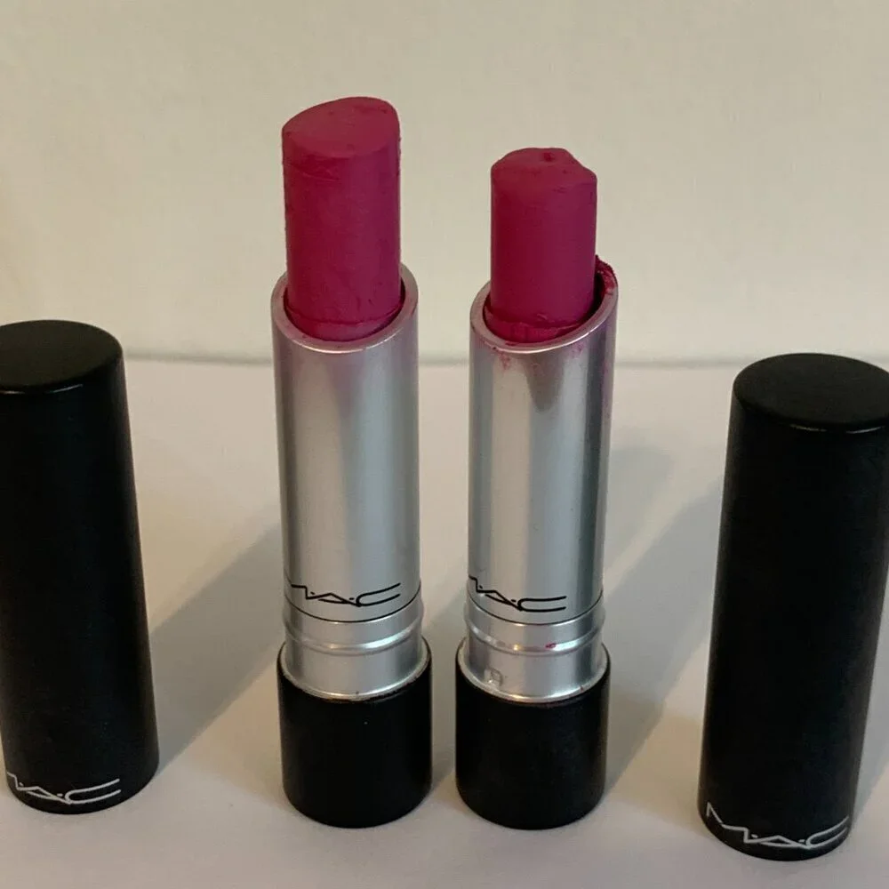 (2) MAC Pro Longwear Love Forever Lipstick USED Pink Rare Flawed Creme Disco SET